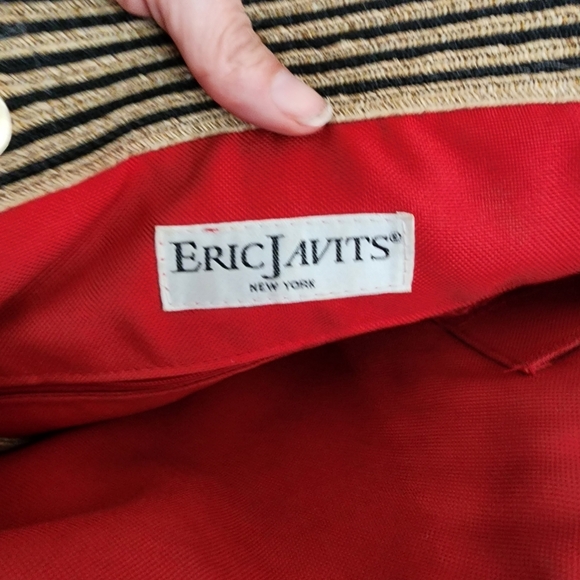 EUC Eric Javits Natural Black Striped Squishee Tote - Picture 11 of 11